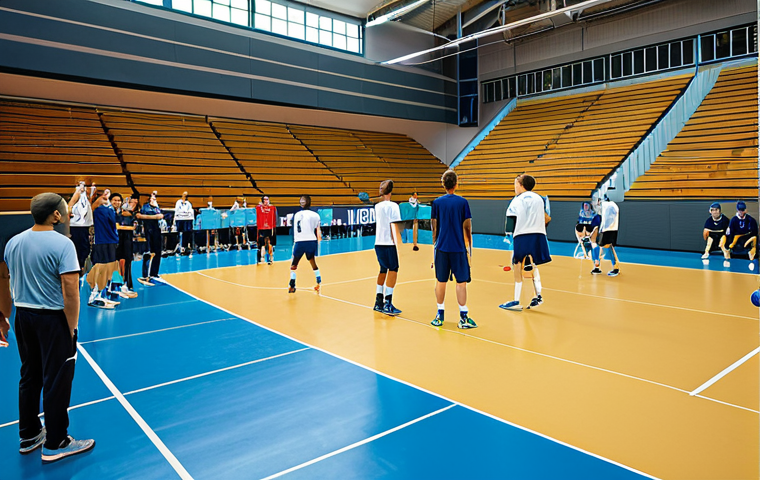 **

"A professional volleyball team practicing on an indoor court, fully clothed in modest sportswear, focusing on teamwork and skill development. The background shows spectators cheering respectfully. Safe for work, appropriate content, family-friendly, professional photography, perfect anatomy, correct proportions, natural pose."

**