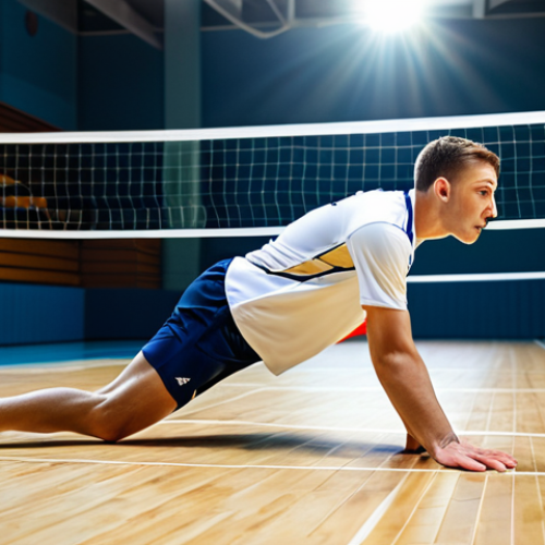 Home 26 **
"A professional volleyball player, fully clothed in a modest athletic uniform, diving for the ball on an indoor court. Bright lighting, action shot, focus on athleticism. Safe for work, appropriate content, perfect anatomy, natural proportions, high quality."
**