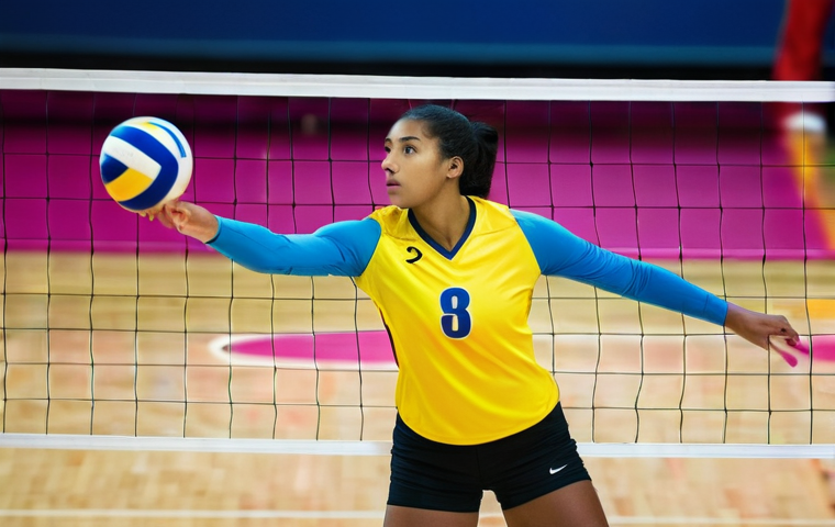 배구 관련 인스타그램 해시태그 - **Dynamic Volleyball Spike:**
"A male or female volleyball player, captured in a dynamic, high-e...