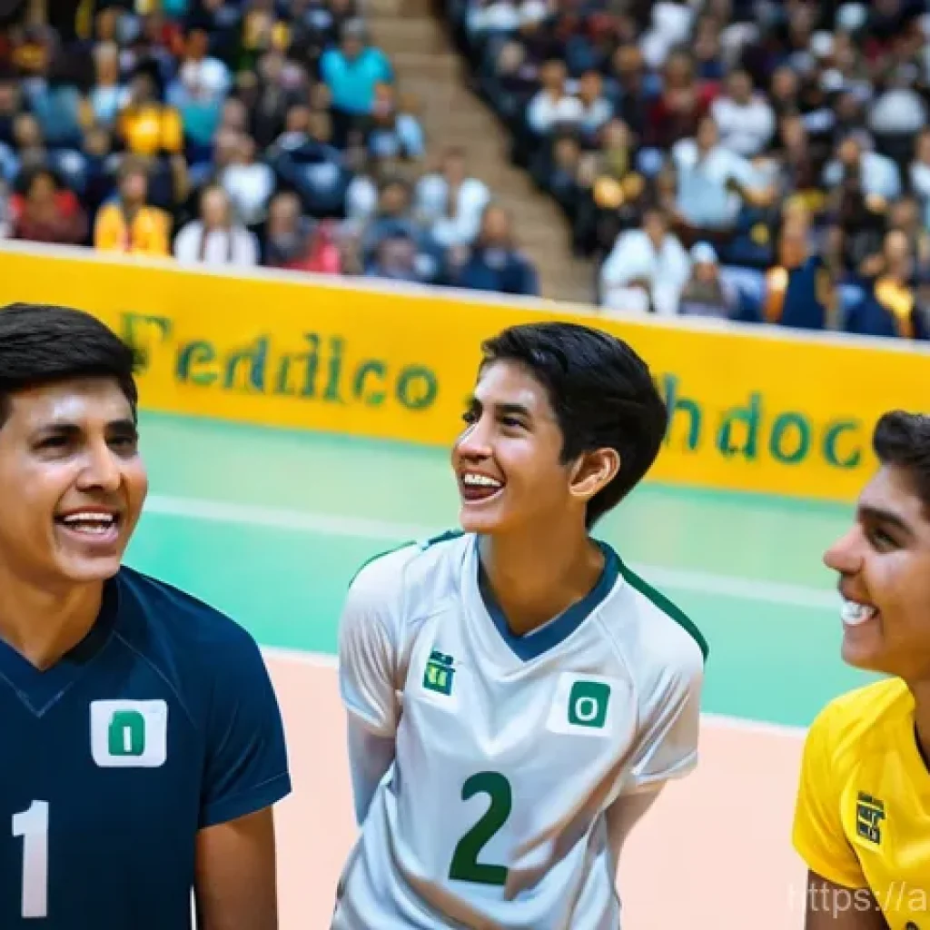 배구 경기 예매 방법 - **Prompt 1: Economic/Mid-range Fan Experience**
    "A vibrant and energetic scene inside a modern i...