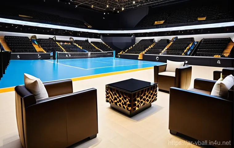 배구 경기 예매 방법 - **Prompt 2: Premium Fan Immersion**
    "A close-up shot from a premium seating area, showcasing the...