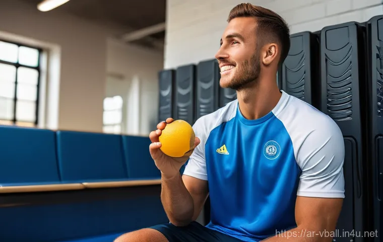 배구 경기 전 필수 준비물 - **Volleyball Team Strategy Huddle:**
    "A male volleyball team, consisting of diverse athletes, is...