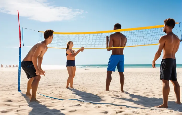 비치발리볼 용품 - **Dynamic Beach Volleyball Action with Perfect Ball:** A female beach volleyball player, mid-air, po...