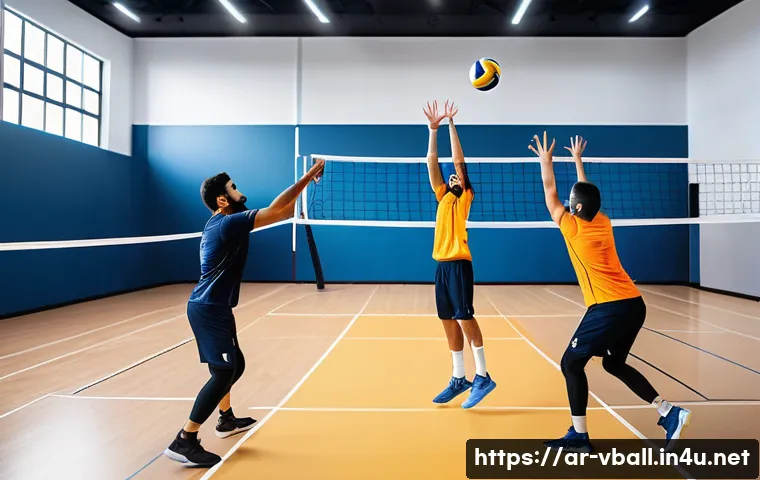 배구 훈련 비디오 활용법 - A detailed training scene showing a diverse group of young Arab volleyball players practicing volley...