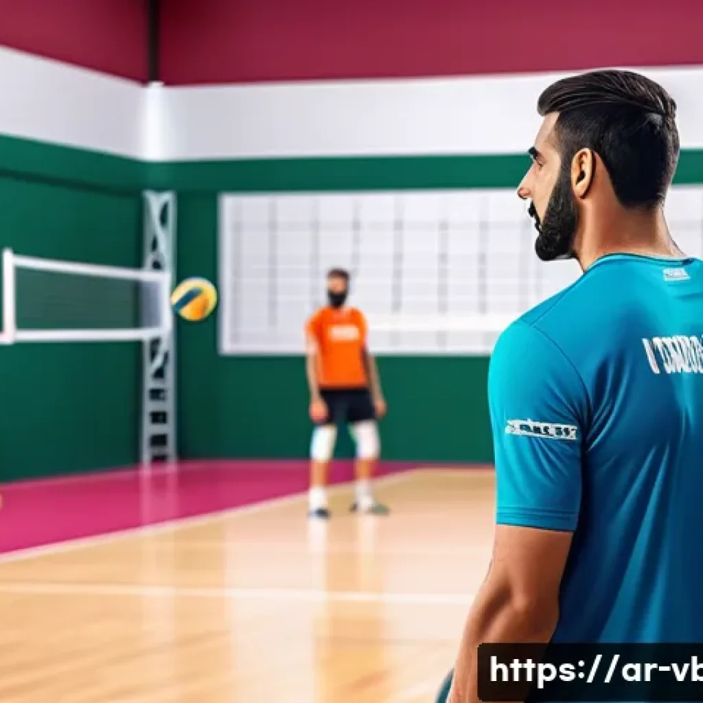 배구 유튜브 트렌드 - A vibrant digital illustration of a professional volleyball training session in an indoor gym, featu...