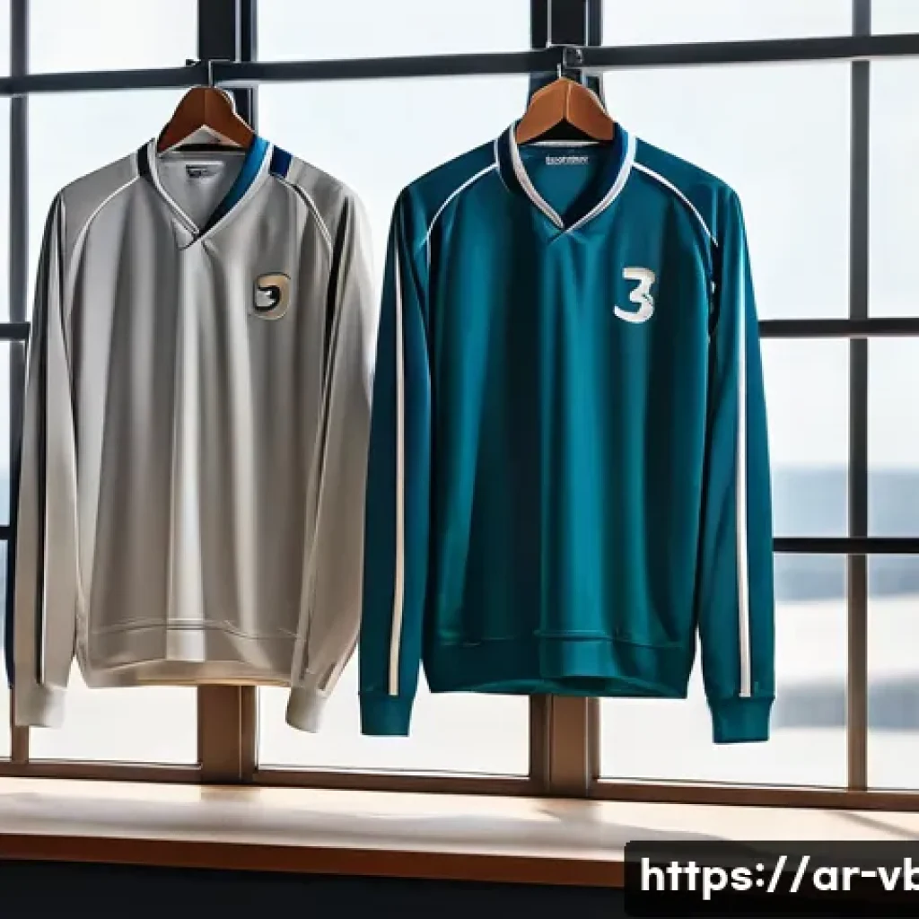 배구 유니폼 세탁법 - A detailed scene of a volleyball athlete's sports uniform hanging indoors for natural air drying, di...