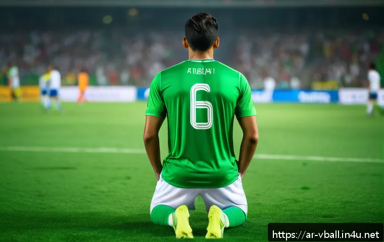 배구 심리 훈련 - A focused Arab male soccer player in his mid-20s, wearing a traditional white sports jersey and shor...