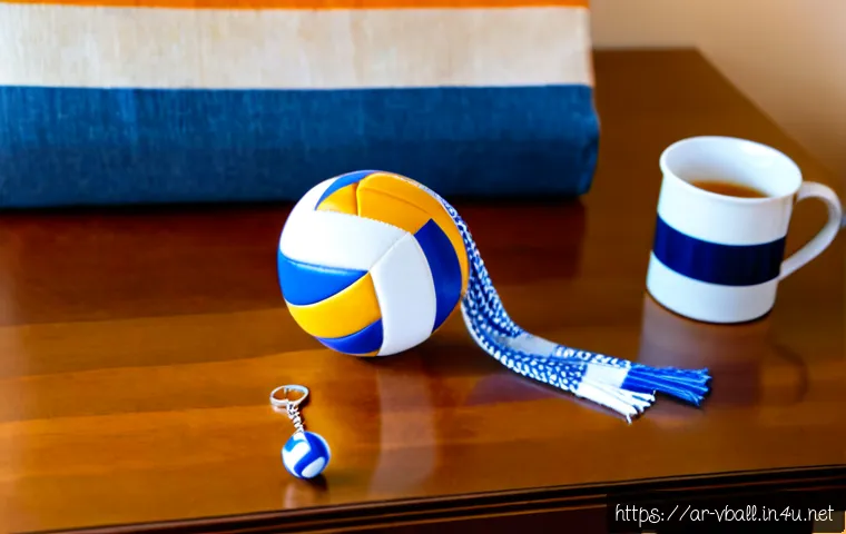 배구 관련 기념품 추천 - Photorealistic flat lay of elegant volleyball-themed souvenir gifts on a warm wooden table: a clean ...
